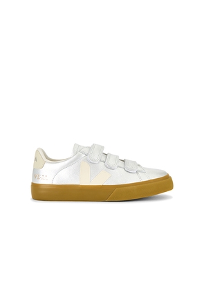 Veja Recife Logo Sneaker in Metallic Silver, grey. Size 36. Also in 35, 37, 38, 39, 40.