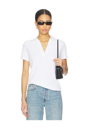 Vince Rib Short Sleeve Polo in White. Size M. Also in L, S, XS.