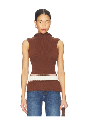 Yellow The Label Louis Knit Tank Top in Chocolate. Size M. Also in L, S, XS.