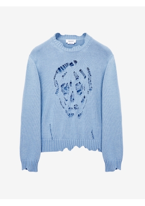MCQUEEN - Distressed Skull Jumper - Item 807272Q1BA64331
