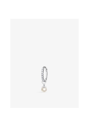 Womens Thomas Sabo Pearl-Pendant Sterling-Silver, Zirconia and Freshwater-Pearl Single Hoop Earring