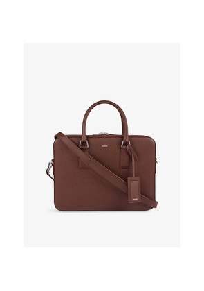Mens Sandro Large Logo-Embossed Faux-Leather Briefcase