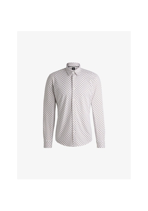 Mens Boss Printed Slim-Fit Cotton-Blend Jersey Shirt