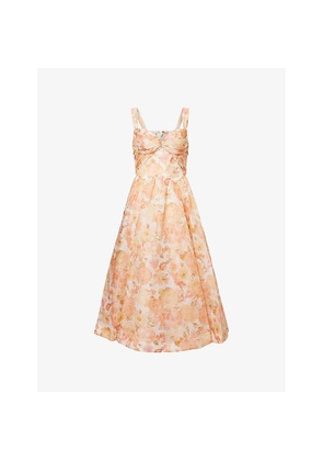 Womens Zimmermann Rebellion Drape Linen and Silk Midi Dress