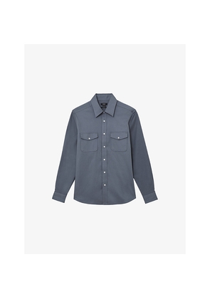 Mens Reiss Mcrae Patch-Pocket Stretch-Cotton Overshirt