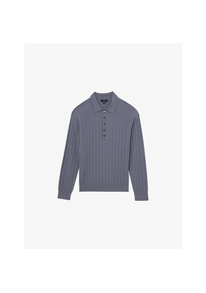 Mens Reiss Dillingham Half-Button Ribbed Knitted Polo