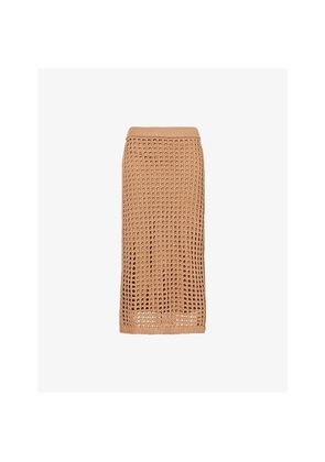 Womens Max Mara Open-Knit Cotton Midi Skirt