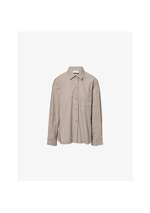 Womens The Couture Club Emblem-Embroidered Striped Cotton Shirt