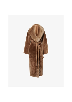 Womens Nour Hammour Isadora Belted Shearling Coat