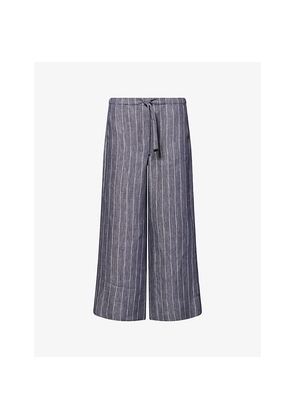 Womens Max Mara Pinstripe Wide-Leg Linen Trousers