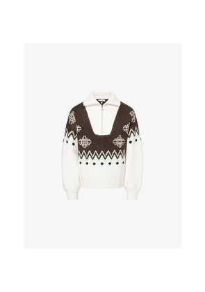 Womens The Couture Club Fairisle Quarter-Zip Knitted Jumper