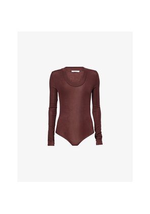 Womens Entire Studios Round-Neck Long-Sleeve Knitted Bodysuit