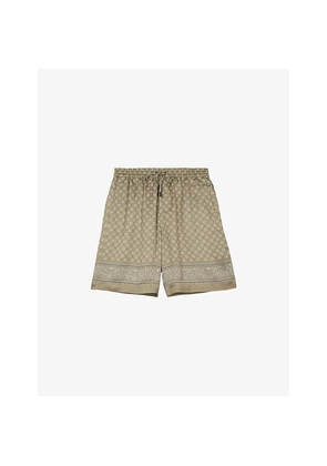 Mens The Kooples Bandana-Print Drawstring-Waist Woven Shorts
