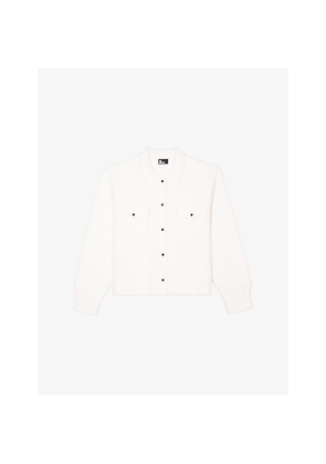 Womens The Kooples Collared Button-Down Wool and Cotton-Blend Cardigan
