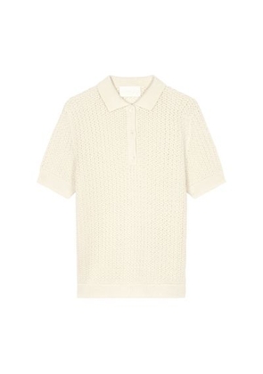 Pointelle knit polo shirt