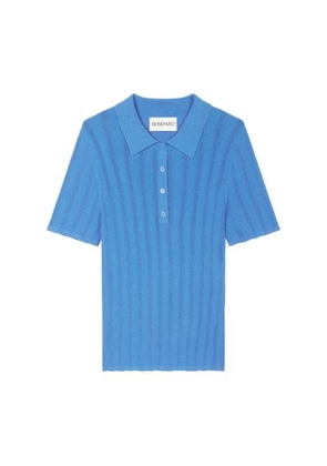 Polo shirt with irregular rib-knit