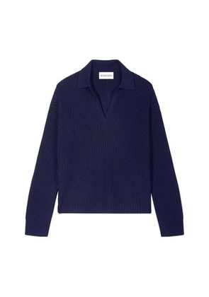 Wool and cashmere ribbed polo shirt