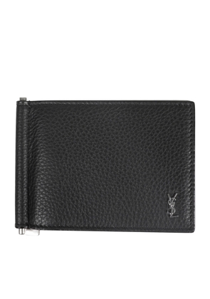 Grained Leather Bill Clip Wallet