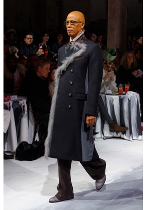 Wool Felt Coat with Fur Trim