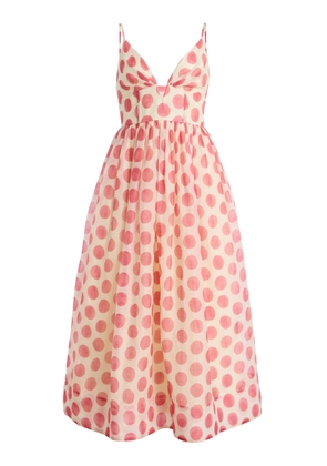 Cara Cara Pero Polka-Dot Linen-Silk Midi Dress - Moda Operandi