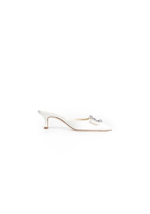 Mayjou Satin Crystal Buckle Mules