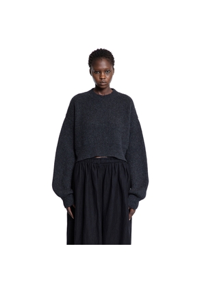 Cropped Ribbed Knit Sweater