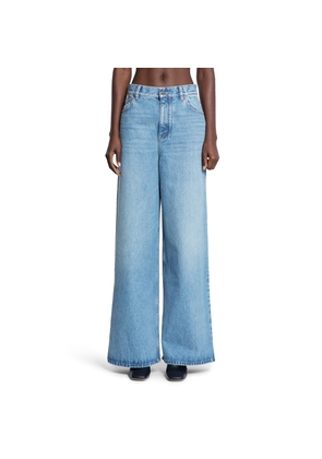 High-Rise Wide-Leg Jeans in Light Wash Denim