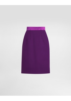 Dolce & Gabbana Wool Crepe Midi Pencil Skirt - Woman Skirts Purple 40