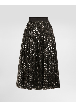Dolce & Gabbana Tulle Midi Circle Skirt With Micro-sequin Embroidery - Woman Skirts Gold Tulle 42
