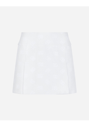 Dolce & Gabbana Quilted Jacquard Miniskirt With Dg Logo - Woman Skirts White 46