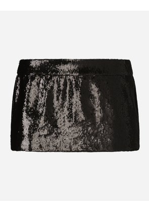 Dolce & Gabbana Miniskirt With Micro-sequin Embellishment - Woman Skirts Black Sequins 40