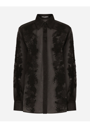 Dolce & Gabbana Organza Shirt With Lace Appliqués - Woman Shirts And Tops Black 42