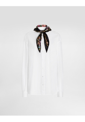 Dolce & Gabbana Poplin Shirt With Silk Scarf - Woman Shirts And Tops White 50