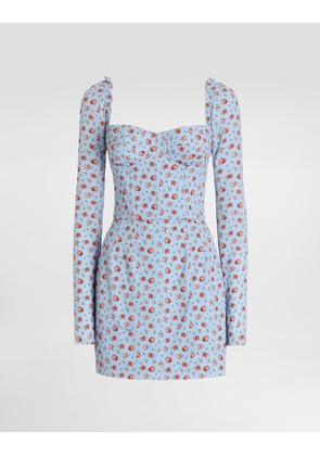 Dolce & Gabbana Small Rose-print Short Charmeuse Dress - Woman Dresses Multicolor 44