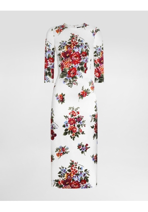 Dolce & Gabbana Flower Bouquet-print Satin Sheath Dress - Woman Dresses Multicolor 42