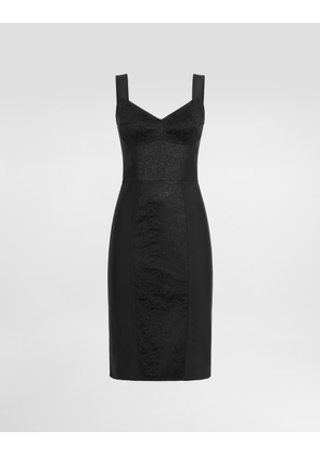 Dolce & Gabbana Sheath Dress In Elastic Fabric And Lace - Woman Collection Black 42