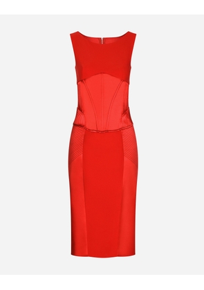 Dolce & Gabbana Satin And Cady Calf-length Dress - Woman Dresses Red Satin 42
