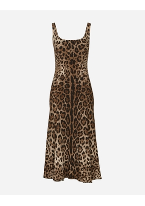 Dolce & Gabbana Leopard-print Calf-length Cady Dress - Woman Dresses Animal Print Viscose 40