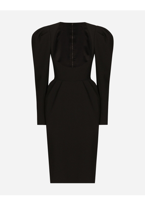Dolce & Gabbana Calf-length Wool Dress With Open Neckline - Woman Dresses Black 40
