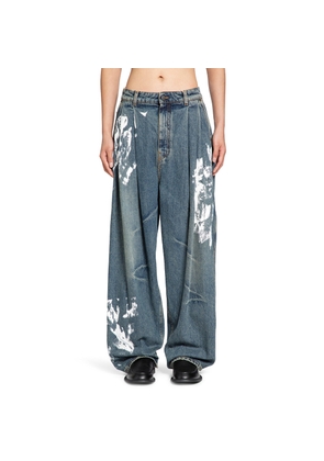 Pleated Jeans in Washed Denim