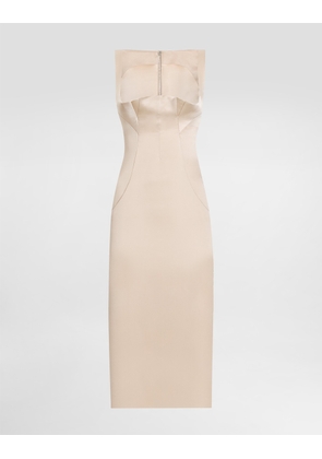 Dolce & Gabbana Stretch Satin Calf-length Sheath Dress - Woman Dresses Pink Satin 40