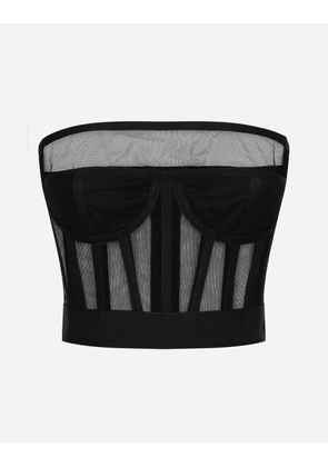 Dolce & Gabbana Tulle Bustier Top With Boning - Woman Shirts And Tops Black Tulle 46