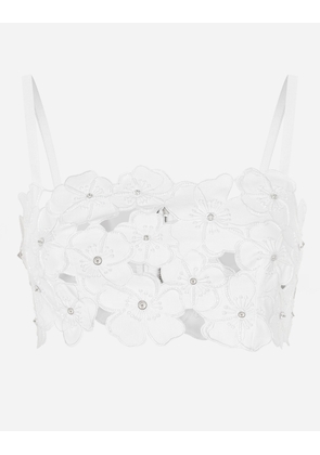Dolce & Gabbana Cotton Bralette Top With Cut-out Embroidery And Rhinestone Embellishment - Woman Shirts And Tops White 40