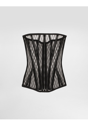 Dolce & Gabbana Mesh Tulle Corset - Woman Shirts And Tops Black 42