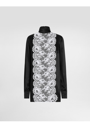 Dolce & Gabbana Satin Sack Top With Lace Shirt Front - Woman Shirts And Tops Black Silk 42
