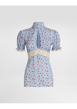 Dolce & Gabbana Small Rose-print Charmeuse Top - Woman Shirts And Tops Multicolor 52