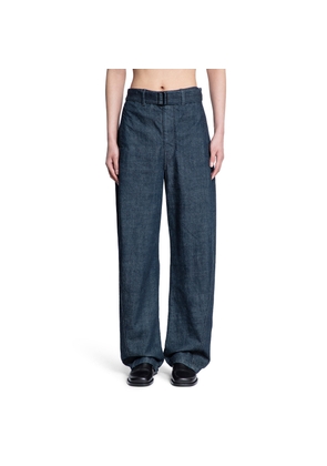 Denim Wide-leg Twisted Belted Pants