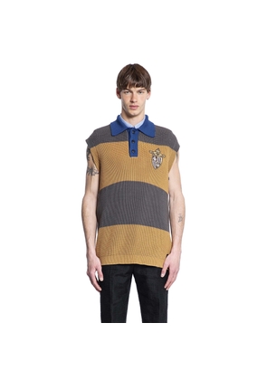 Striped Crest Logo Polo Gilet