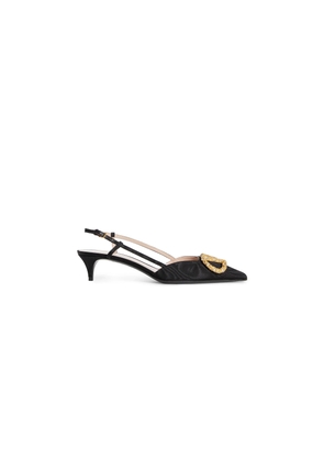 Jewel Vlogo Slingback Moiré Pumps