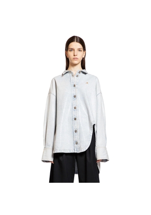 Glossy Coated Denim Monogram Shirt